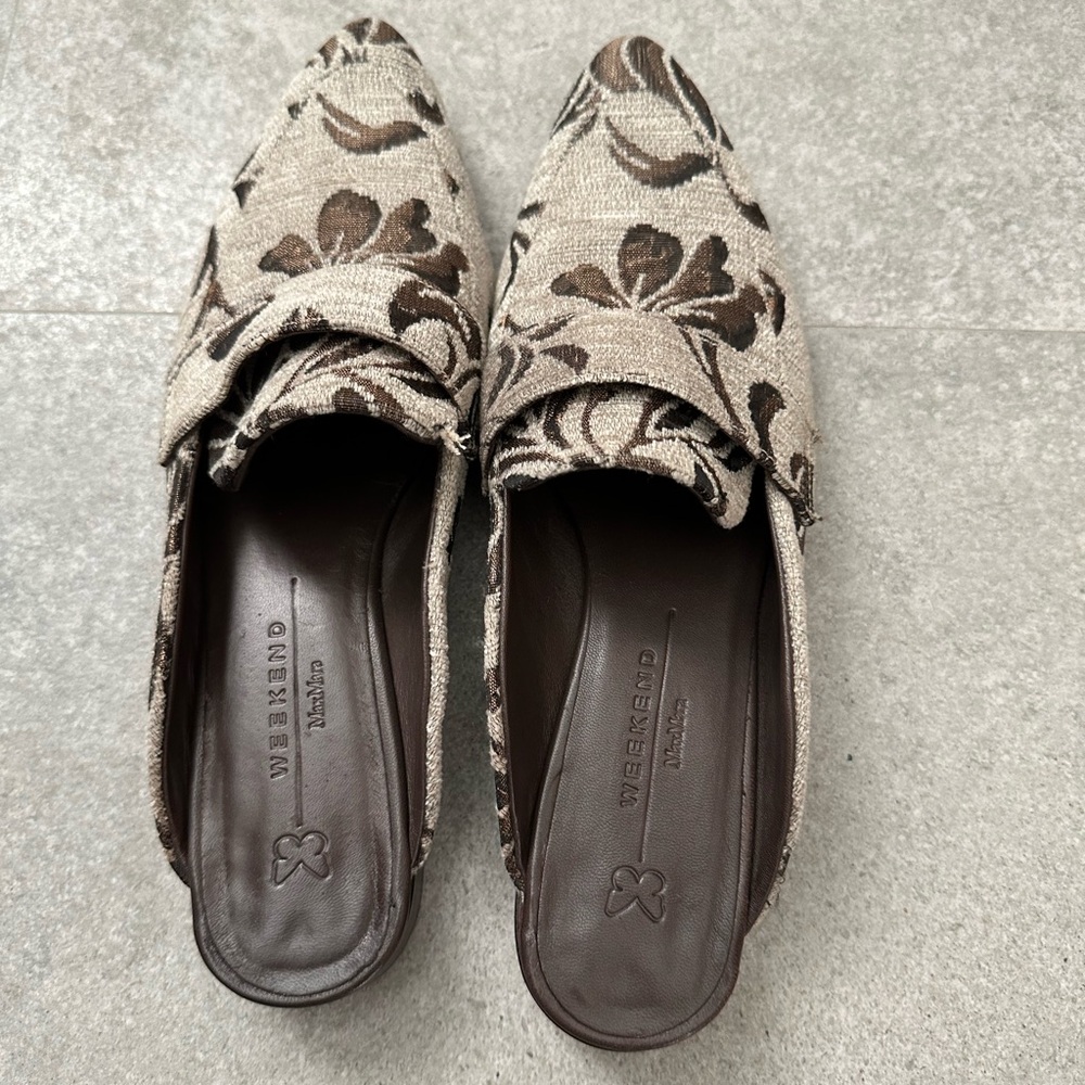 MAX MARA WEEKEND Brown Floral Women's Shoes sz 7.5 US 38 Euro